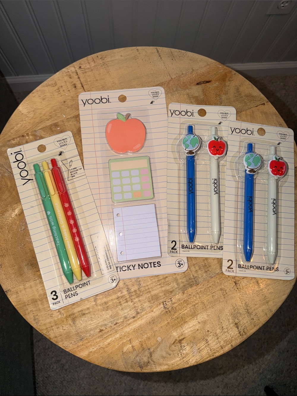 Yoobi Assorted Color Ballpoint Pens & Sticky Notes Set